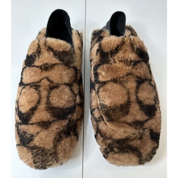 Coach Holly Signature Shearling Loafers Slipper Saddle Size 8 MSRP $275.00 - Picture 2 of 9